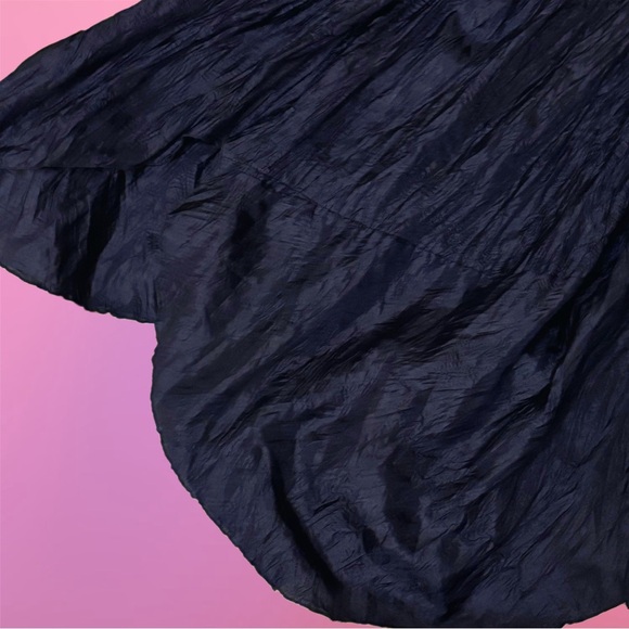 Ray London Elegant Fairy Dark Blue Navy Crinkled Maxi Skirt w/ Petal Hem - Picture 12 of 16